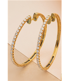 Argola Ouro Amarelo e Diamantes